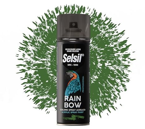DETERMONDO SELSIL Bomboletta di Vernice Spray Acrilica Colore Ral 6005 Verde Muschio 400ml Bombolette Spray Colorate Multiuso per Interni ed Esterni, Adatto a Qualiasi Superficie