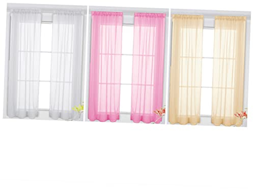 ABOOFAN 2St Vorhang lichtdurchlässig vorhänge halbtransparent Bedroom Curtains gardinen-querbehang küche vorhänge Schlafzimmer vorhänge vorhangstoff vorhangstange vorhangband Fenster Weiß