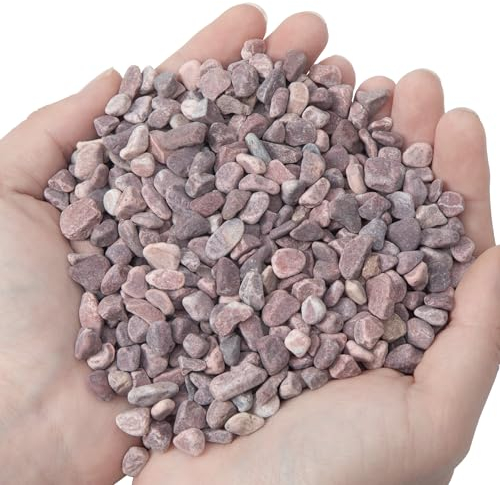 TINYUNICORN Sukkulenten- und Kaktus-Kieselsteine, 0,9 kg, natürliche, dekorative polierte Steine, Flussfelsen für Pflanzen, Vasen, Aquarien, Terrarien und Gartenarbeit im Freien, Rouge-Rot