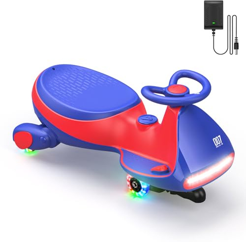 FanttikRide N7 Pro Electric Wiggle Car with Pedal, Rechargeable Battery, CyberWiggle, 2 in 1 Swing Car, 2 Speeds Max 4 Mph, Anti-Rollover, Flashing Wheels, Bluetooth, Ages 3+, 150 Lbs, Blue