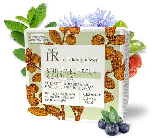 Stoffwechsel+ Komplex – 60 Kapseln für 60 Tage | Mit Zink & Vitamin C | Bitterstoffe | Löwenzahn, Fenchelsamen, Chicorée & Co. | Tabletten zur Unterstützung beim Abnehmen | Ohne Zusätze