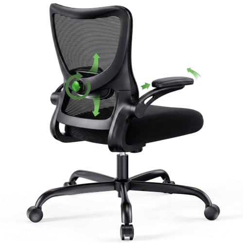 Marsail Bürostuhl, Schreibtischstuhl, 3D Armlehnen 2D Lendenwirbelstütze | Ergonomisch Verstellbarer Bürostuhl Rückenfreundlicher, Wippfunktion 120°, Klappbare PU-Armlehnen, leichter Aufbau, 150 kg