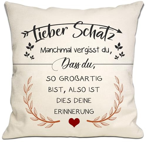 Bommex Manchmal vergisst du DASS du so großartig bist Also ist Dies Deine Erinnerung Lieber Schatz Kissenbezug für Freund Ehemann Geburtstag Valentinstag Weihnachten Geschenk(Lieber Schatz-2)