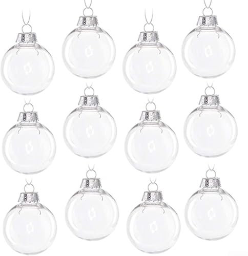 Lot de 12 boules de Noël en verre irisé transparent pour Noël, mariage et fête prénatale, décoration à faire soi-même, 6/8/10 cm, boule creuse décorative (6 cm)