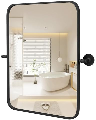 LIFEZEAL Wandspiegel mit Schwingarm, Badezimmerspiegel 76,5 x 56 cm | Rechteckiger Hängespiegel, Schwenkbar Rahmen Spiegel für Flur, Wohnzimmer