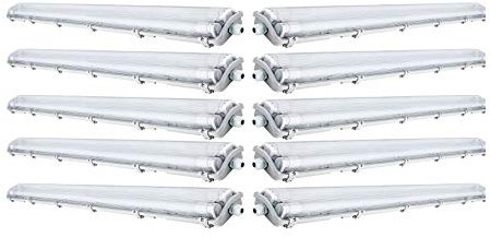 LumenTEC 10x G13 LED Feuchtraumleuchte IP65, 2x T8 LED, 36W 4860LM 120cm, IP65 Feuchtraumleucht, Wannenleuchte, Leuchtstofflampe, Kaltweiss 6000K, 10x KW