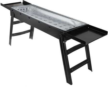 Tragbarer, Zusammenklappbarer Holzkohlegrill aus Edelstahl, Gute Wärmeleitfähigkeit, Kippsicher, Notebook-BBQ-Grill, Geeignet für Camping, Picknicks, Partys