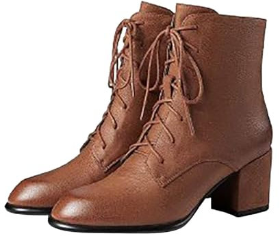 Generico Stivali da Donna Invernali con Tacco, Stivaletti Donna Autunno Classici Bassi, Scarponcino Vintage Scarponcini Corti Casual Stivali Texani Donna Comoda Stivali Elasticizzati Donna Curvy