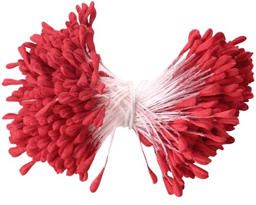 Mumjooyi Pfeifenreiniger Blumen Staubblatt Kunstblume Staubgefäß 350 Stück Staubblätter für Blumen Doppelköpfe Pistil 3mm zum Basteln Tulpe Blumenstrauß Pfeifenreiniger Blumen Zubehör (Rot)