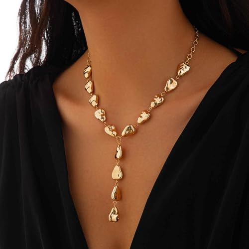 HUGE TOMATO 14K Gold Y-Kette Damen Elegante Wasserfeste Barocke Halskette Gold Hypoallergener Geschenk für Freundin Valentinstag, Geburtstag, Muttertag