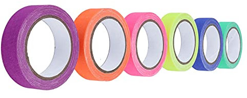 RASTKY 6 Pièces e Tape, Adhésif 6 Couleurs Coton Tissu Couleurs Néon Gaffer Ruban de Masquage Scène Nce Prop Gaffer Lumineux pour Fournitures de Fête
