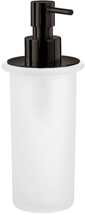 Lineabeta | Seifenspender und Spender 200 ml (7,5 x 8,5 x 19 cm) | Serie Saon, aus Glas, einfach zu installieren, klassischer Stil, hergestellt in Italien, Farbe Schwarz - matt/satiniert