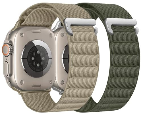 chinbersky 2 Stück Alpine Loop Armband Kompatibel mit Apple Watch Armband 40mm 41mm 38mm 42mm(Series 10), Stoff Verstellbare Sport Nylon Ersatzarmband für iWatch SE Series 10 9 8 7 6 5 4 3 2 1