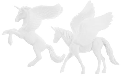 IMIKEYA 2pcs DIY Unicorn Painting Craft Figures for Kids Small Unfinished Paintable Horse Models Children's Creative Art Toys for Birthday