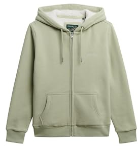 Superdry Damen Borg-gefütterter Hoodie mit Reißverschluss Staubiger Salbei 40