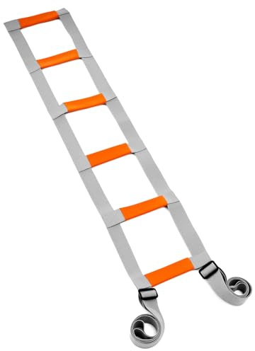 QWORK® Bettleiter Aufrichthilfe mit 6 Schaumstoffgriffe - 2,45 m Verstellbare Seilleiter für Ältere & Behinderte