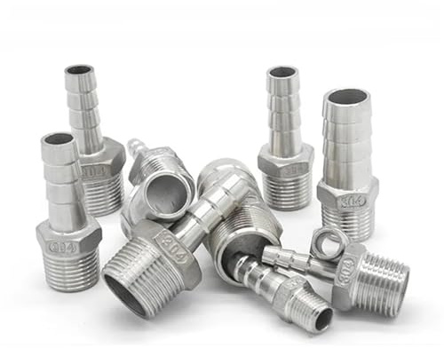 Raccord de tuyau cannelé en acier inoxydable mâle BSP 18 12 14 34, filetage mâle, connecteur de queue de tuyau de 6 mm à 25 mm, accessoires for outils(15mm,3/8)