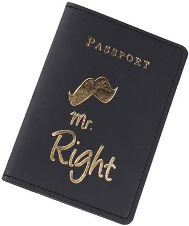 Wegiwuca Mr. Mrs. Reisepasshülle für Damen und Herren, Leder, Reisepassschutz, Brautparty, Geschenk, Mr. Mrs. Reisepasshüllen, Schwarz
