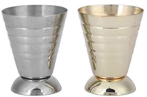 ANKROYU 2-teiliger, professioneller 75-ml-Bar-Messbecher aus 304-Edelstahl mit dreifacher Messskala, hochglanzpoliertes Barkeeper-Werkzeug für Zuhause, Bar, Café