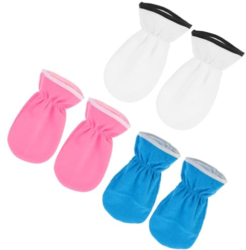Operitacx 3 Paar Paraffinhandschuhe für Damen Handpflege Spa Wärmespeichernd Polyester Flausch Waschbare Handmasken für Trockene Haut