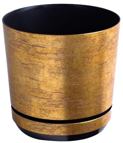 KERD Blumentopf 26 cm, Antikes Gold (014), dekorativ, hochwertig, aus recyceltem Material, mit Drainagesystem, mit Untersetzer, handbeklebt, Vintage, stilvoll, rustikal, klassisches Interieur, Retro