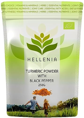 Organic Turmeric Powder with Organic Black Pepper | 250g | Certified Organic, Vegan, Non-GMO, No Additives, No Preservatives | Natural Source of Curcumin - 250 Grams