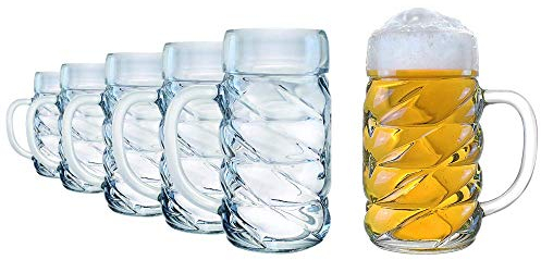 Stölzle Lausitz – Diamond chope à bière 1l - 6 pièces/chope de biere 1l / chope biere d'Allemagne/verres à bière