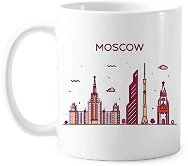 Moscow Russia Flache Tasse mit Wahrzeichenmuster Keramik Kaffee Porzellan Tasse Geschirr