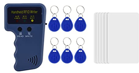 Vikye RFID Reader Writer, Handheld ID Card Copier + 6 beschreibbare Tags + 6 Karten für Community Office, RFID Duplicator ID Card Writer