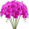 FagusHome 6 Stück Künstliche Phalaenopsis Blumen 80cm lila Künstliche Orchideenblumen Stammpflanzen für Wohnkultur