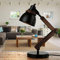 Schreibtischleuchte Metall Holz in Schwarz Natur Wohnzimmer Büro H:52 cm E14 Retro gemütlich verstellbare Tischlampe Innen NOAH