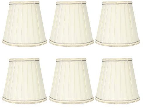 Tissting 6 Stück Hängelampe Lampenschirm Beige Kronleuchter E14 Nachttisch Lampenschirms Glühbirne TischKronleuchter Stoff Fass für Tischlampe Wandleuchte Stehlampe