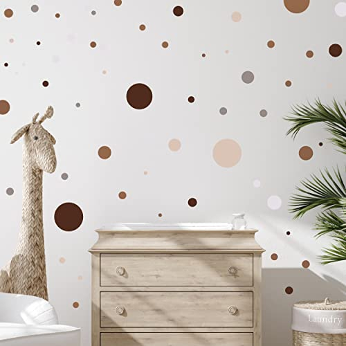 WANDKIND Kreis Set 60 Stück Wandtattoo für Babyzimmer V336 Aufkleber Sticker Kreise Wandaufkleber Kinderzimmer Deko Punkte Dots Klebepunkte in verschiedenen Farben (Braun)