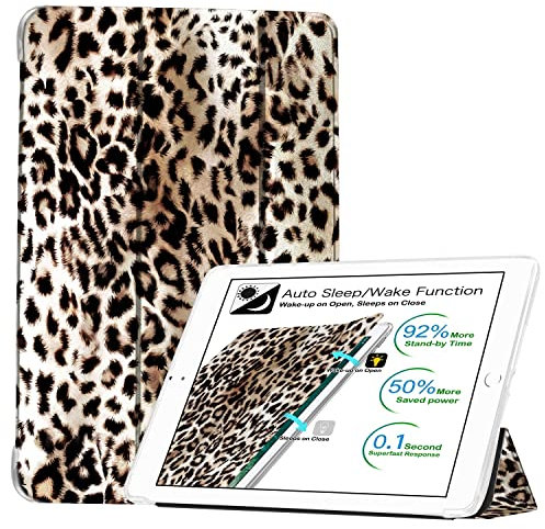 DuraSafe Cases iPad Mini 6 de 8.3 pulgadas 2021 [Mini de 6ª generación] A2567 A2568 A2569 impreso Smart Trifold ligero silicona suave cubierta frontal y trasera transparente - Leopardo