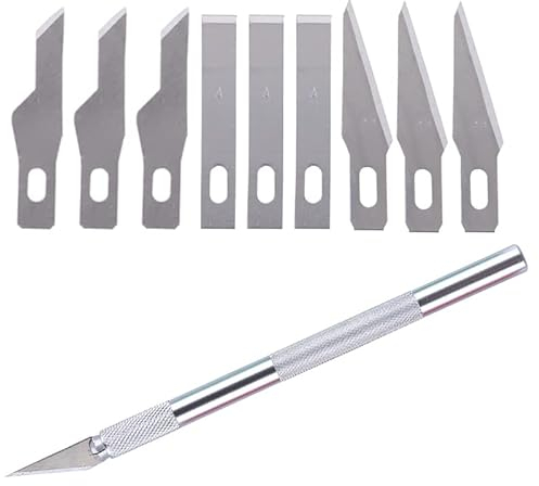 Retoo Set di bisturi professionali 10 pezzi per bricolage, modellismo, intaglio di precisione Set di coltelli artigianali con 9 lame di ricambio, coltello artigianale, coltello da intaglio per fai