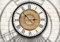 wandmotiv24 Fototapete Uhr Turmuhr Vintage, M 250 x 175 cm - 5 Teile, Wanddeko, Wandbild, Wandtapete, Schrift Spruch Bahnhofsuhr M6305