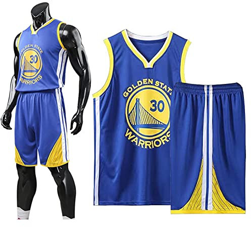 Basketball Trikot Shirt und Shorts, Erwachsene Basketball Jersey, Basketball ärmellose Anzug, Basketball Sportbekleidung, T-Shirt Weste + Shorts, Jugendlich Sweatshirt(XL,Blau)