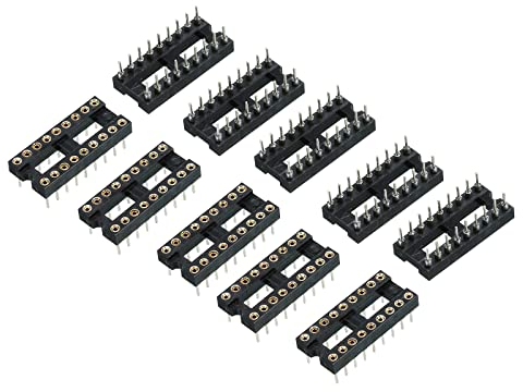sourcing map DIP IC Chip Sockel Adapter Flach Pin 18P 2.54mm Pitch IC Sockel für PCB Board Chip, 10 Pack