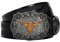 Eohak Herren-Western-Cowboy-Gürtel – Longhorn-Bull-Pattern-Schnalle, Blumen-Gravur, Schnalle, Gürtel passend für Taille 63,5 cm bis 96,5 cm, Schwarz, 34-38W