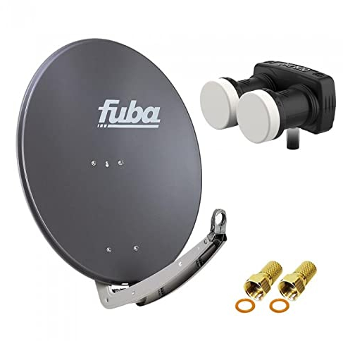 HD Digital Sat Anlage 2 Satelliten Astra/Hotbird - 1 Teilnehmer | Fuba DAA780A Sat Schüssel 78cm anthrazit + DUR-line MB6-US Monoblock Single LNB 6° (DVB-S2, HDTV, 4K/8K, 3D) + 2xF-Stecker vergoldet