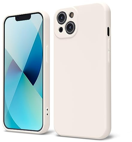 oakxco for iPhone 13 Phone Case Liquid Silicone, Cute Thin Slim Soft Rubber TPU Plain Smooth Gel Cover for Women Girl Aesthetic Design, Matte Solid Protective & Shockproof Bumper Grip?Beige Stone