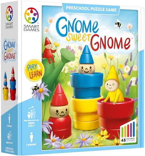 Smart Games - GNOME Sweet GNOME - Brainstorming éducatif - Jeu de stratégie Multi-Niveaux et renforcement des compétences - Jeu de logique et de pensée - 3 Ans + - 1 Joueur - Anglais - SG 038