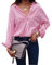 SRMAN Chemise ample rayée à manches longues et col rabattu pour femme Automne Casual Tops Chemise Rose M, rose, M