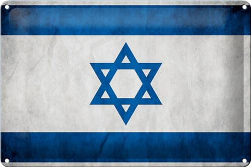 Schild Blech 30x20cm - Made in Germany - Flagge Israel Fahne Metall Deko Blechschild