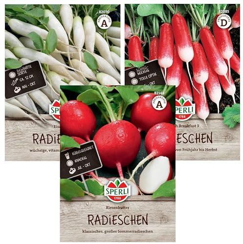 Premium Radieschen Samen Set | 3 Milde Altbewährte Sorten | Schnellwüchsig | Saatgut