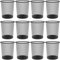Detectalia Papelera Malla Metalica 13 Litros, Set de 12, Negra. Papelera Oficina, Papelera Reciclaje, Cubo de Basura, Papelera Escritorio, Cubo de Basura Cocina, Papelera Baño, Tamaño Ø26,5 x 28 cm