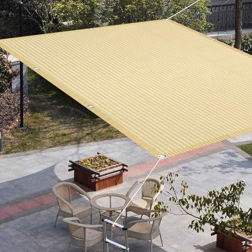 Tenda da sole, 110 x 280 cm, in tessuto Hepe, traspirante, con corde di montaggio, per esterni, patio, balcone, cortile, balcone (crema)
