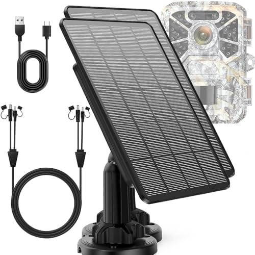Trail-Kameras, Solarpanel, 12V/1A, 6V/2A, mit eingebautem 4000 mAh wiederaufladbarem Lithium-Akku, IP66 wasserdicht, Jagdzubehör, kompatibel mit Jagdspielkameras oder Hirsch-Futterstation, 2 Stück