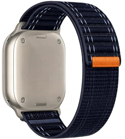 Compatible with Apple Watch Strap 46mm 45mm 44mm 49mm Men, Braided Adjustable Sport Loop Band for IWatch Series 10 9 8 7 6 5 4 3/SE 2/Ultra 2, Breatheable Nylon Fabric Strap Deep Blue