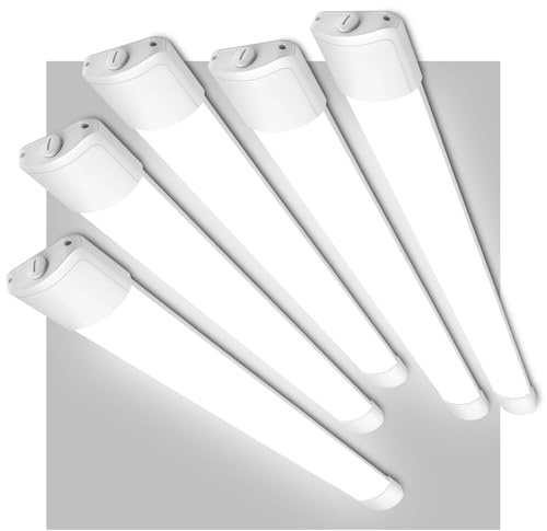LEOEU 5 Stück Feuchtraumleuchte LED Röhre 60CM, 20W 2400LM Kellerlampe LED Feuchtraumlampe mit IP65 Wasserfest Lichtleiste, Deckenleuchte Flach für Büro Küche Keller Garage Lager Flur